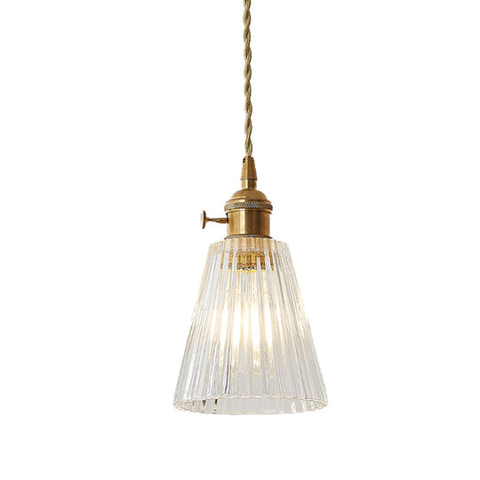 Modern Brass Flared Glass Pendant Light - Clear And Stylish