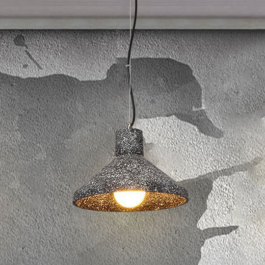 Industrial Style Hanging Lamp - 6.5"/10"/10.5" Dia Conical Cement Pendant Light, Grey - 1 Light for Dining Table