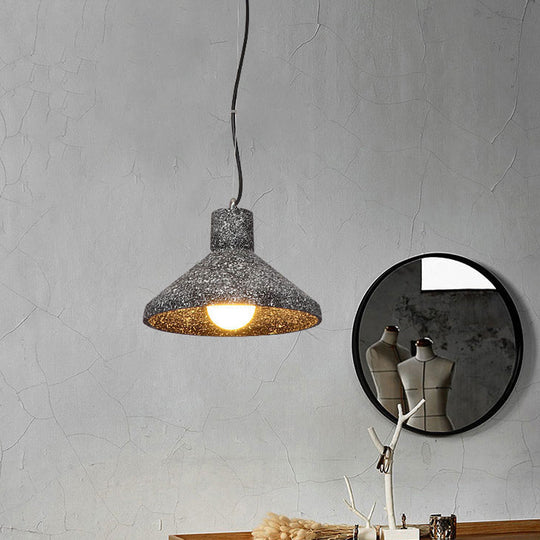 Industrial Style Hanging Lamp - 6.5"/10"/10.5" Dia Conical Cement Pendant Light, Grey - 1 Light for Dining Table