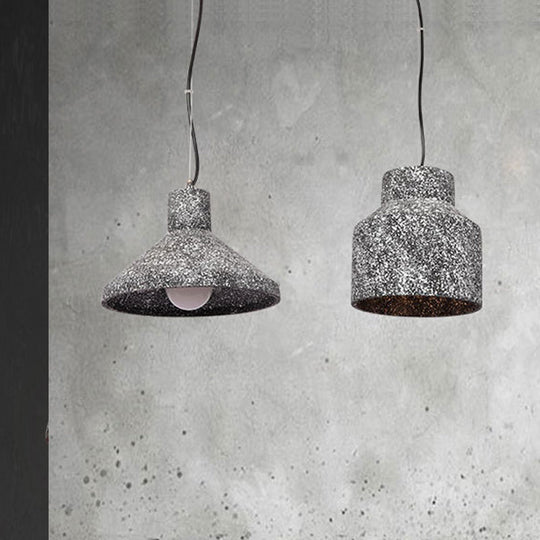 Industrial Style Hanging Lamp - 6.5"/10"/10.5" Dia Conical Cement Pendant Light, Grey - 1 Light for Dining Table