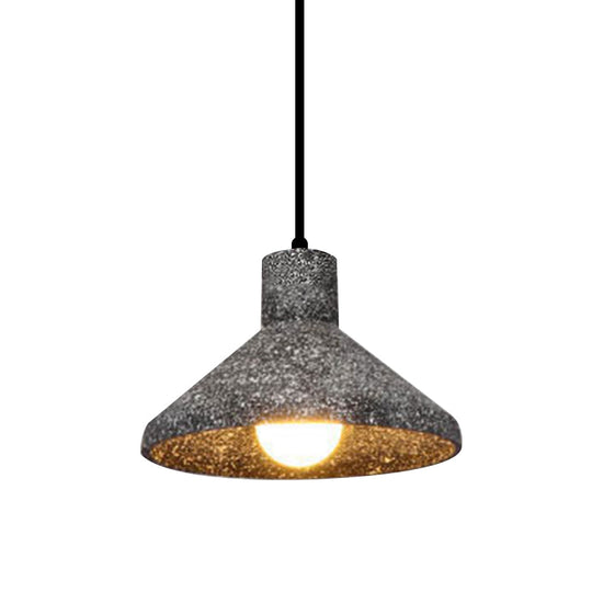 Industrial Style Hanging Lamp - 6.5"/10"/10.5" Dia Conical Cement Pendant Light, Grey - 1 Light for Dining Table