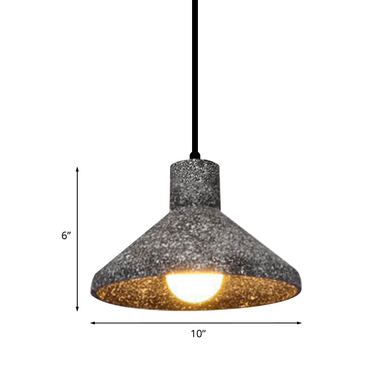 Industrial Style Hanging Lamp - 6.5"/10"/10.5" Dia Conical Cement Pendant Light, Grey - 1 Light for Dining Table