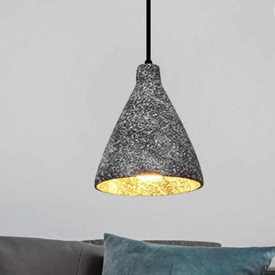 Industrial Style Hanging Lamp - 6.5"/10"/10.5" Dia Conical Cement Pendant Light, Grey - 1 Light for Dining Table