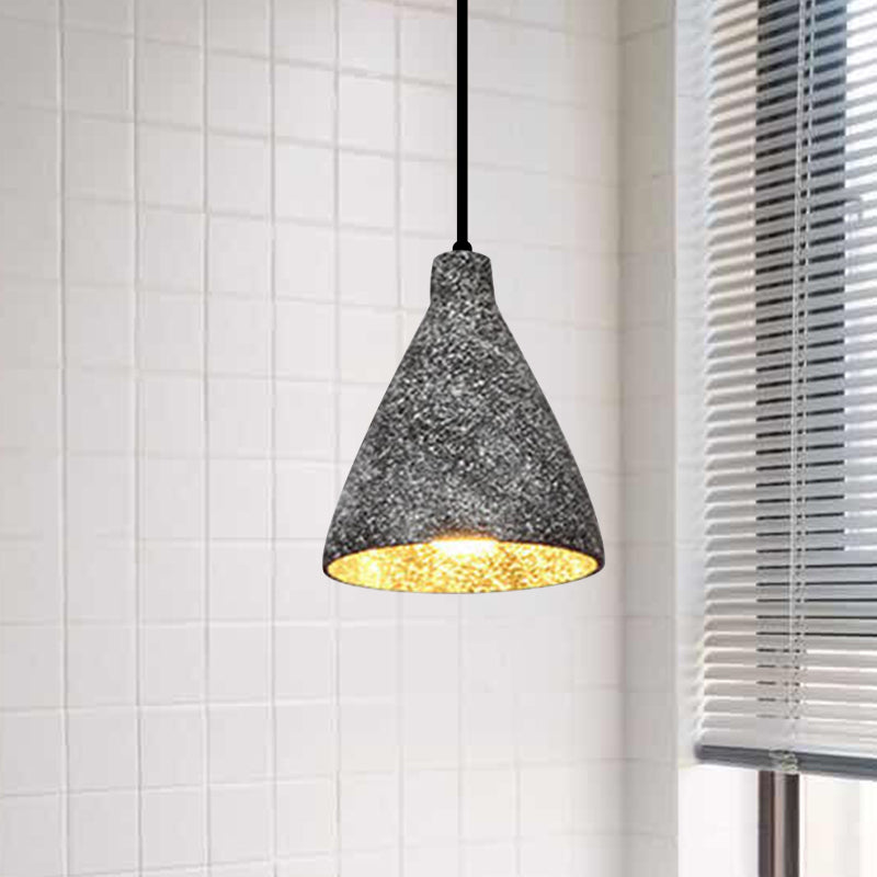 Industrial Style Hanging Lamp - 6.5"/10"/10.5" Dia Conical Cement Pendant Light, Grey - 1 Light for Dining Table