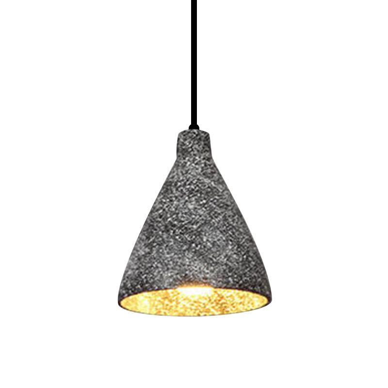 Industrial Style Hanging Lamp - 6.5"/10"/10.5" Dia Conical Cement Pendant Light, Grey - 1 Light for Dining Table