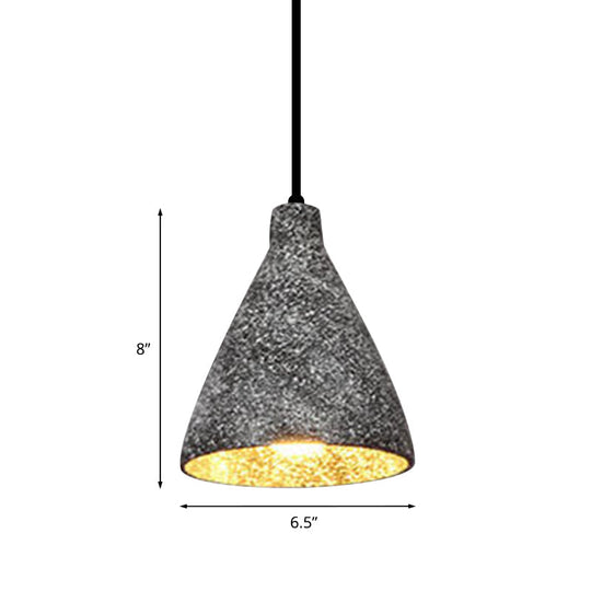 Industrial Style Hanging Lamp - 6.5"/10"/10.5" Dia Conical Cement Pendant Light, Grey - 1 Light for Dining Table