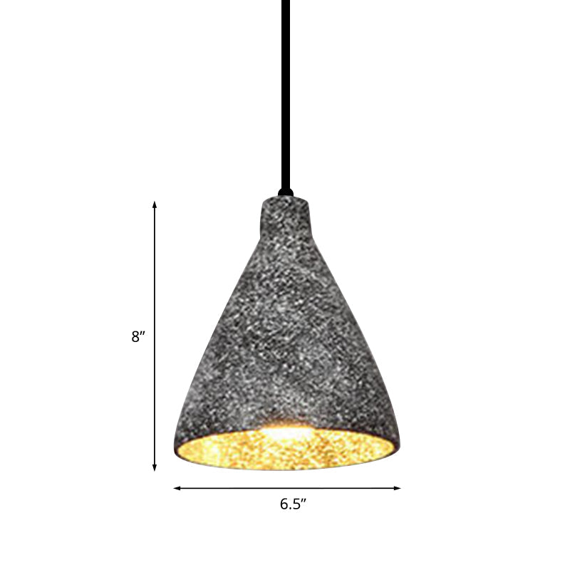 Industrial Style Conical Cement Hanging Lamp - 6.5/10/10.5 Dia 1 Light Pendant In Grey