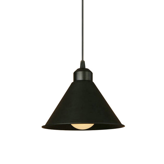 Modern 1-Light Cone Pendant Lamp: Black/White Metal Hanging Light With Adjustable Cord