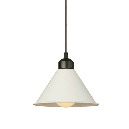 Modern 1-Light Cone Pendant Lamp: Black/White Metal Hanging Light With Adjustable Cord