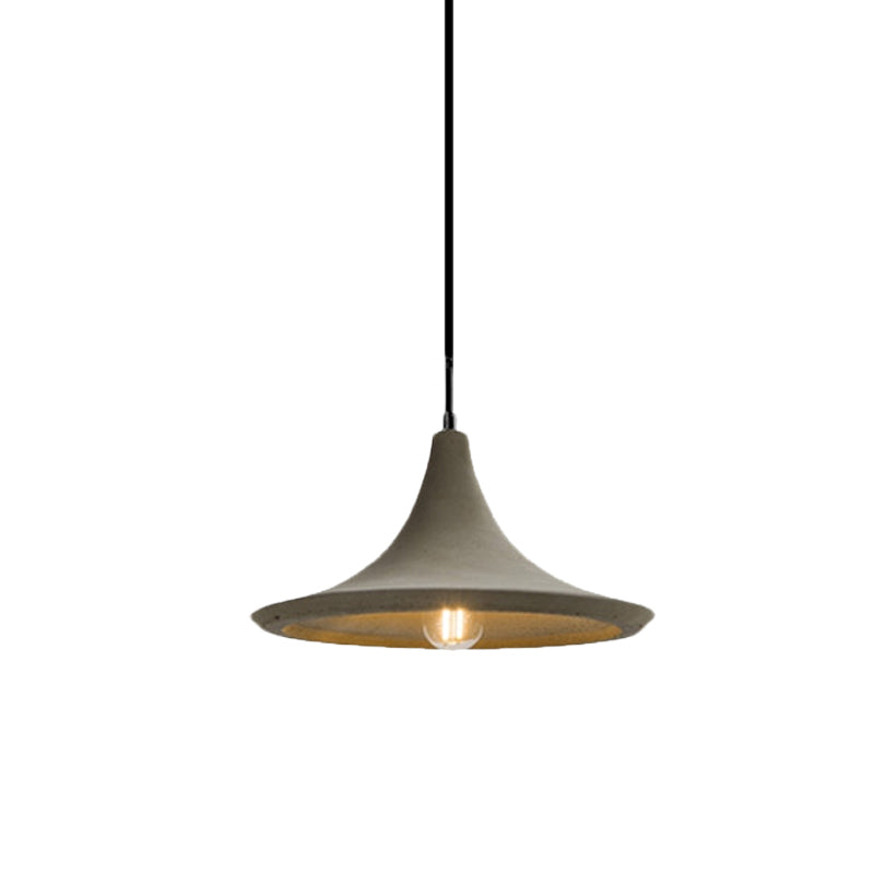 Vintage Industrial Concrete Hanging Lamp with Flared Shade - Coffee Shop Ceiling Pendant (Gray/White)