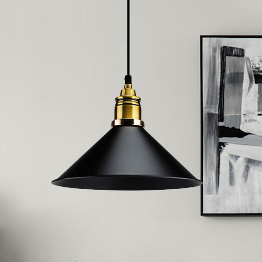 Stylish Metallic Cone Shade Ceiling Light - 10/14 Width Black Kitchen Pendant Lamp