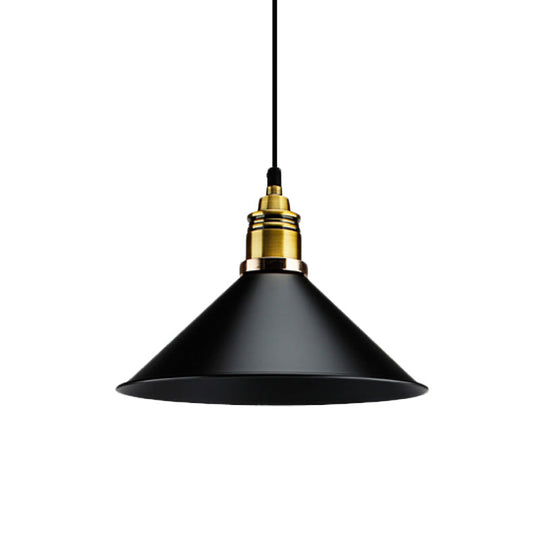 Stylish Metallic Cone Shade Ceiling Light - 10/14 Width Black Kitchen Pendant Lamp