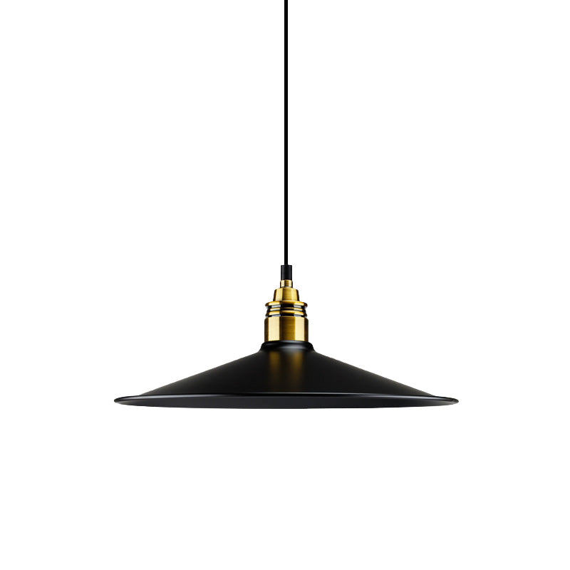 Black Metallic Cone Shade Ceiling Light - Loft Style 1 Head Kitchen Pendant Lamp (10"/14" Wide)