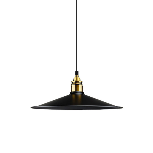 Black Metallic Cone Shade Ceiling Light - Loft Style 1 Head Kitchen Pendant Lamp (10"/14" Wide)