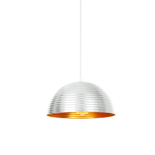 Industrial Ribbed Dome Pendant 1-Light Ceiling Fixture In Yellow/Green Perfect For Restaurants