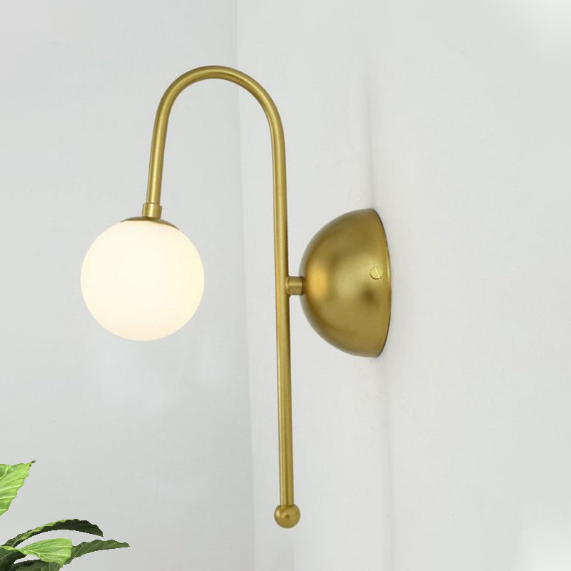 Modern Gold Wall Mounted Globe Light Fixture With Opal Glass For Living Room