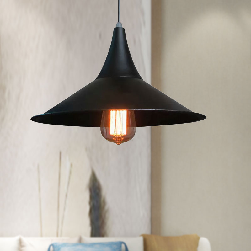 Simple Style Pendant Lighting With Conic Shade In Black/White For Dining Table