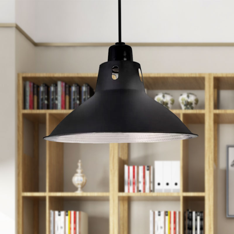 Farmhouse Metallic Black Pendant Light for Dining Tables - 14"/16" Bowl Design