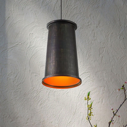 Vintage Style Pendant Light With Metallic Tapered Shade - 1 Bulb Suspension For Dining Room In