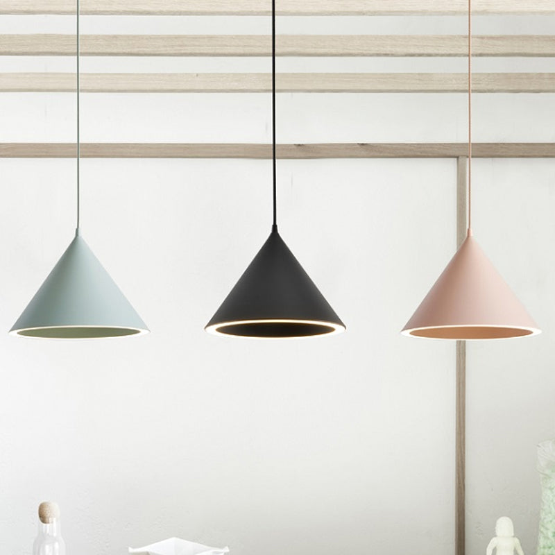 Stylish Nordic 1-Light Metal Pendant Lamp - 10"/12.5" Diameter in Black/Blue for Table