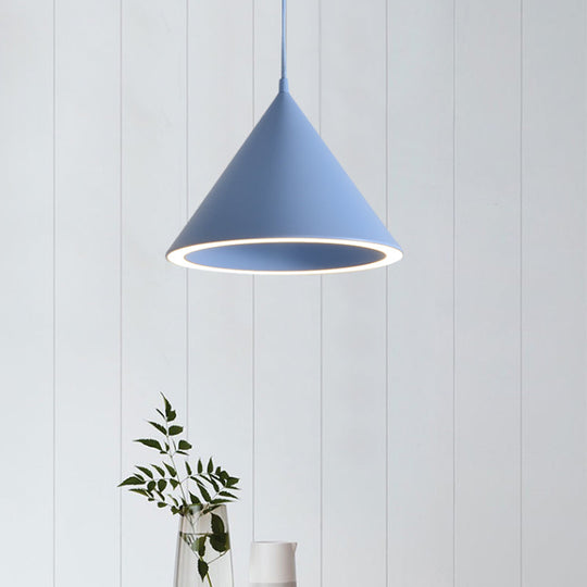 Stylish Nordic 1-Light Metal Pendant Lamp - 10"/12.5" Diameter in Black/Blue for Table