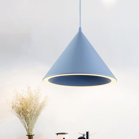 Stylish Nordic 1-Light Metal Pendant Lamp - 10"/12.5" Diameter in Black/Blue for Table