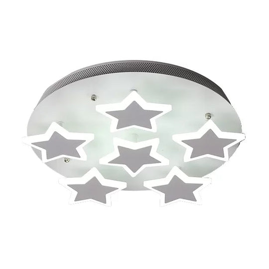 White Acrylic Starry Flush Ceiling Light for Girls Bedroom - Romantic Mount Fixture