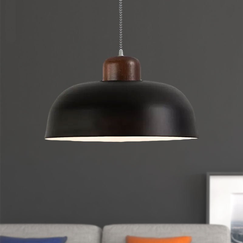 Vintage Style Metallic Pendant Lamp for Dining Table Ceiling, with 12"/15" W Bowl Shade, 1 Light in Brown/Black