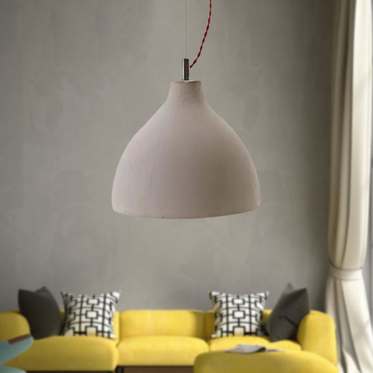 Industrial 1-Light Cement Pendant Lamp In Grey For Restaurant Ceiling Or Hanging