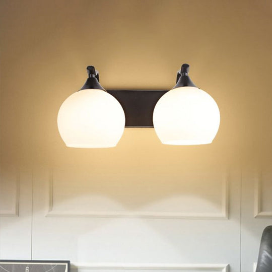 Industrial Black Bubble Frosted Glass Wall Sconce - 2-Light Living Room Lighting Fixture