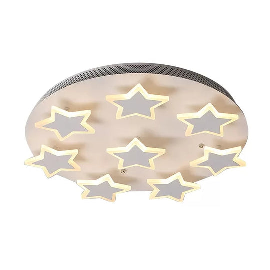 White Acrylic Starry Flush Ceiling Light for Girls Bedroom - Romantic Mount Fixture