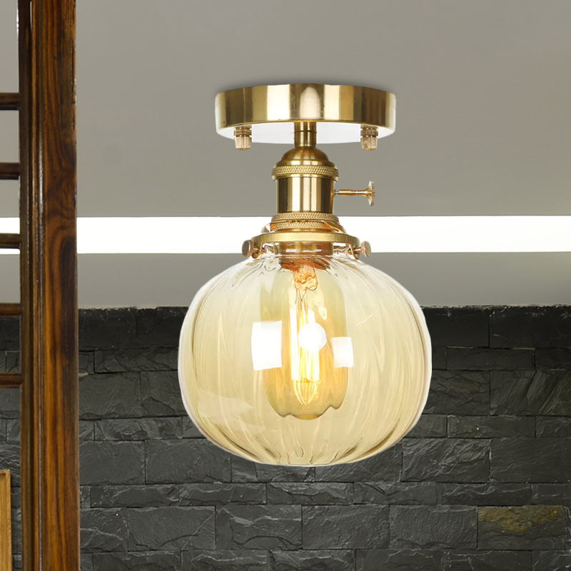 Industrial Orb Shade Ceiling Light with Water Glass - Semi Flush for Living Room