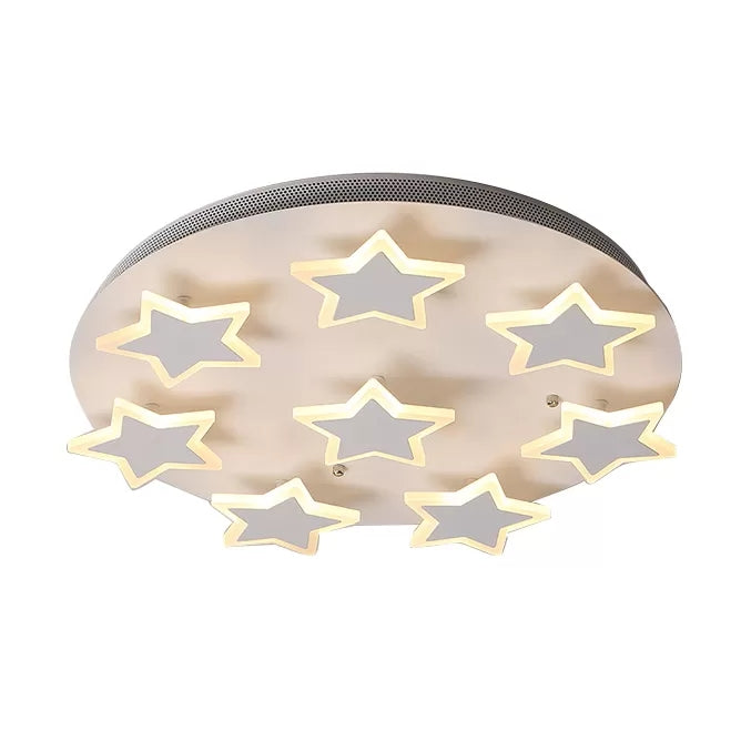 White Acrylic Starry Flush Ceiling Light For Girls Bedroom - Romantic Mount Fixture / 19.5 Warm