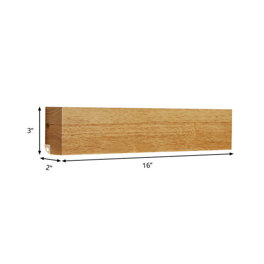 Modern Linear Wooden Wall Sconce Lamp - 1-Light Led Down Lighting Fixture For Bedroom