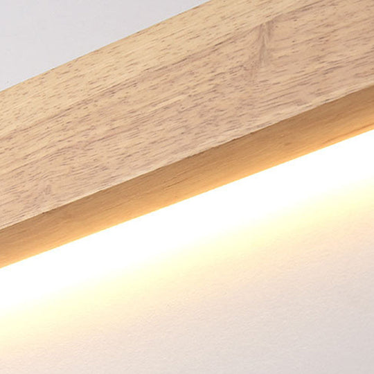 Modern Linear Wooden Wall Sconce Lamp - 1-Light Led Down Lighting Fixture For Bedroom