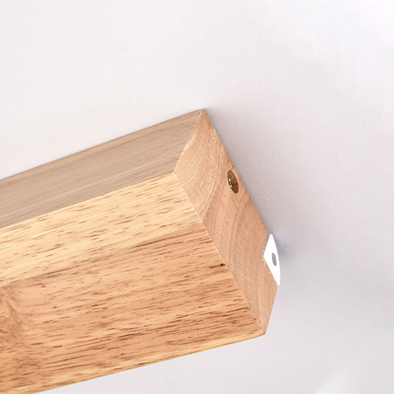 Modern Linear Wooden Wall Sconce Lamp - 1-Light Led Down Lighting Fixture For Bedroom