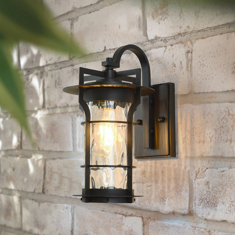 Coastal Clear Glass Iron Cage Wall Sconce Light - Square/Rectangle Design