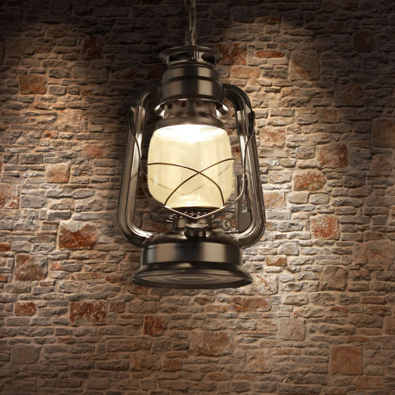 Industrial Clear Glass Pendant Ceiling Light for Coffee Shop - Black/Bronze/Antique Brass Finish