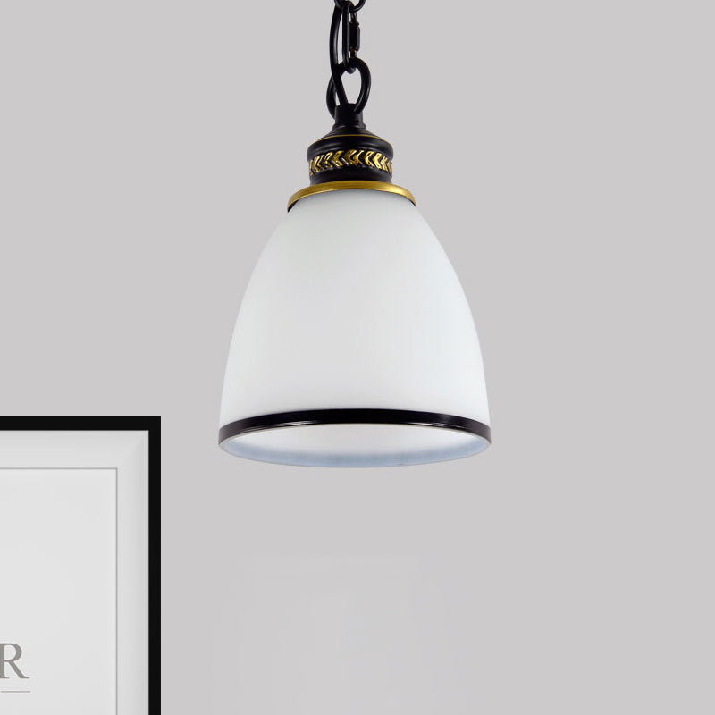 Factory Black/Brass Frosted Glass Dome Pendant Light With Single-Bulb