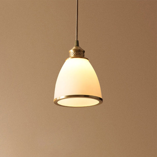 Factory Black/Brass Frosted Glass Dome Pendant Light With Single-Bulb