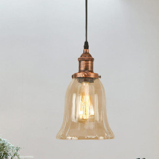 Industrial Clear Glass Bell Pendant Light with Bronze/Antique Brass/Copper Finish - Indoor Hanging Lamp