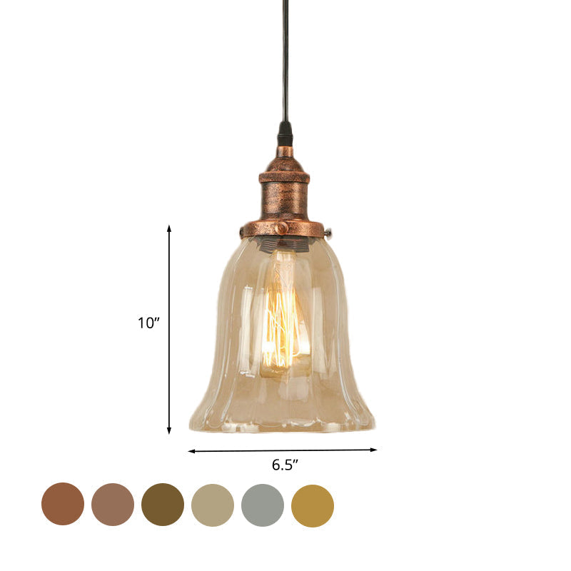 Industrial Clear Glass Bell Pendant Light with Bronze/Antique Brass/Copper Finish - Indoor Hanging Lamp