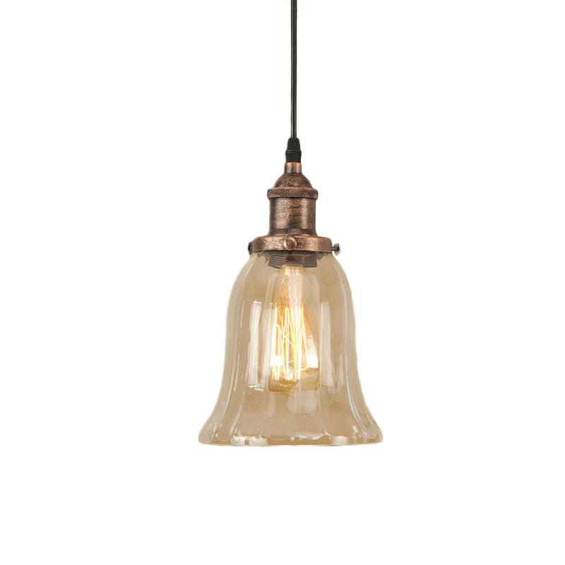 Industrial Clear Glass Bell Pendant Light with Bronze/Antique Brass/Copper Finish - Indoor Hanging Lamp