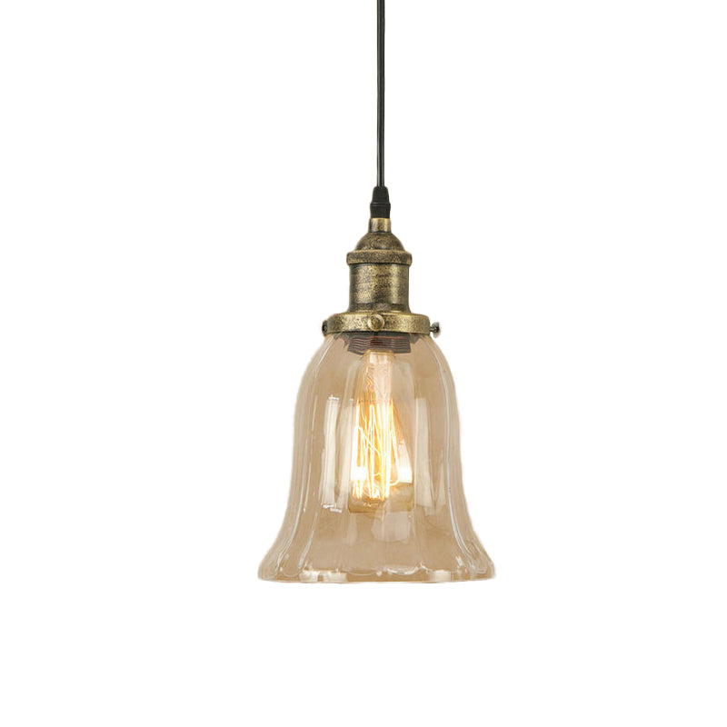 Industrial Clear Glass Bell Pendant Light with Bronze/Antique Brass/Copper Finish - Indoor Hanging Lamp