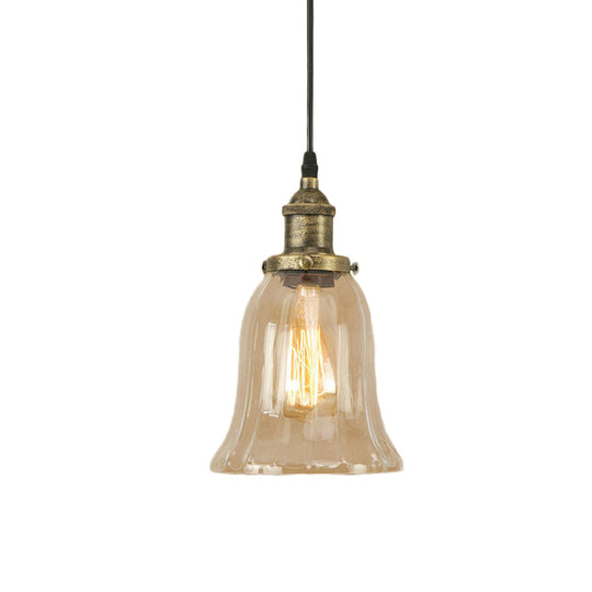 Industrial Clear Glass Bell Pendant Light with Bronze/Antique Brass/Copper Finish - Indoor Hanging Lamp