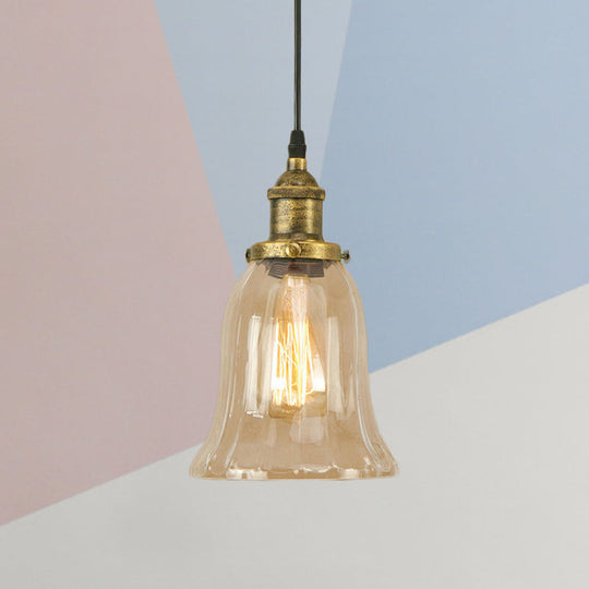 Industrial Clear Glass Bell Pendant Light - Bronze/Antique Brass/Copper Indoor Lighting Antique