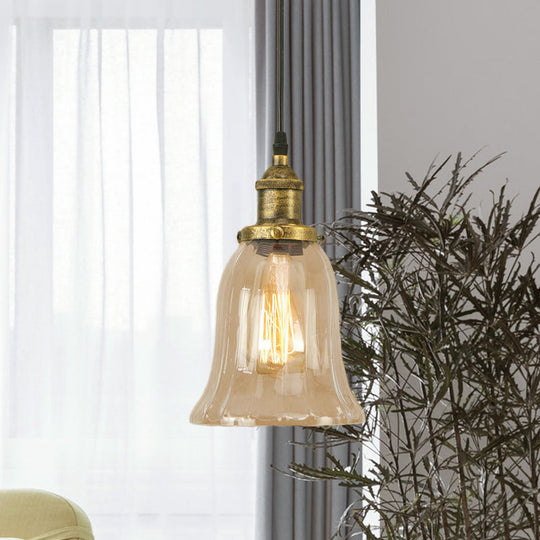 Industrial Clear Glass Bell Pendant Light with Bronze/Antique Brass/Copper Finish - Indoor Hanging Lamp