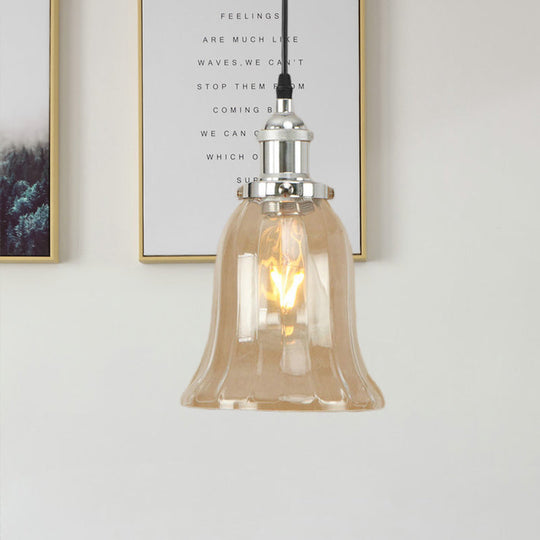 Industrial Clear Glass Bell Pendant Light with Bronze/Antique Brass/Copper Finish - Indoor Hanging Lamp