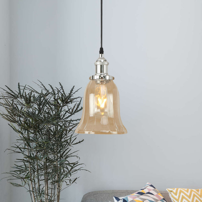 Industrial Clear Glass Bell Pendant Light with Bronze/Antique Brass/Copper Finish - Indoor Hanging Lamp