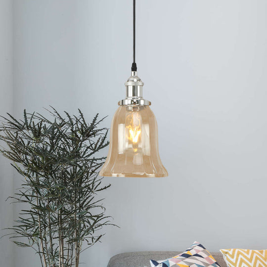 Industrial Clear Glass Bell Pendant Light with Bronze/Antique Brass/Copper Finish - Indoor Hanging Lamp